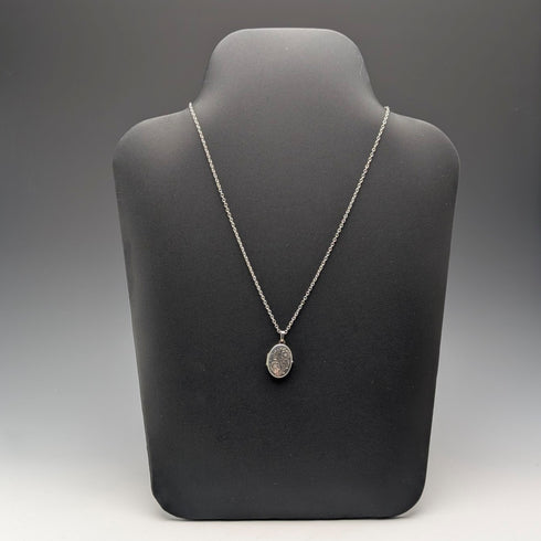 復古純銀橢圓形小盒吊飾搭配項鍊